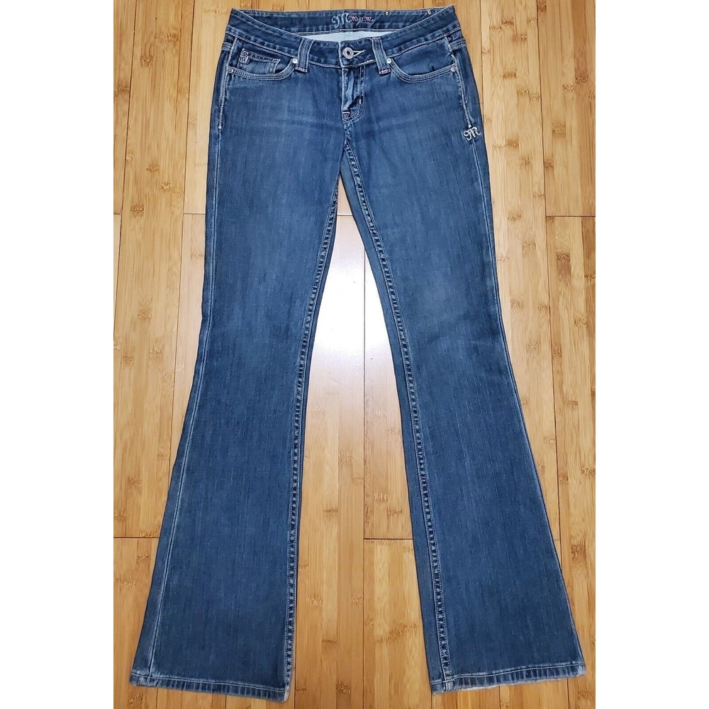 Miss Me Jeans Blue Flared Embellished Leopard Cowhide Print JP4544 Womens Sz 27